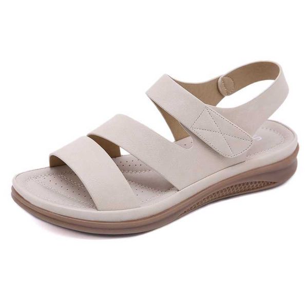 Sandalet ayakkabıları kadın yaz sandaletleri hafif kama yumuşak dip açık ayak parmağı büyük boyutlu düz sandalet kadın bohem rahat sandaletler z0224