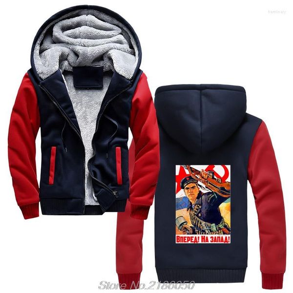 Hoodies masculinos para o oeste! - Marinha soviética Rússia URSS Propaganda Poster WWIICOOL CAPA ENCONTRO ZIPPER CAPELO HARAJUKU