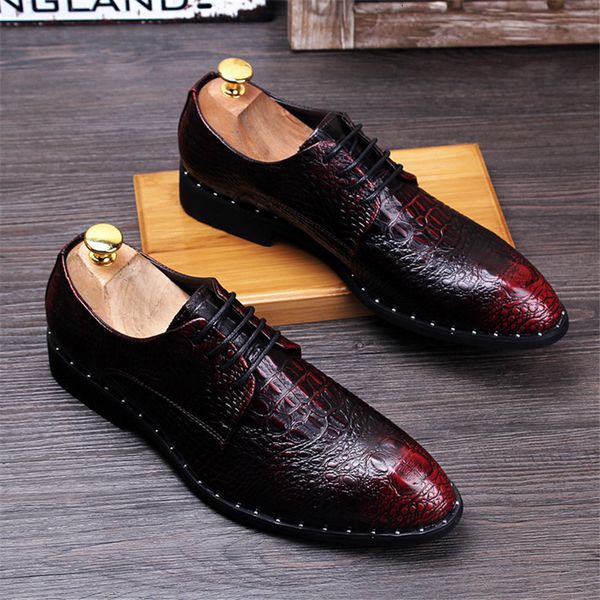 Elbise ayakkabıları moda erkek tahıl deri adam rahat hareketli ayak parmağı oxs dantel ucu iş ofisi öküz ayakkabı 230224