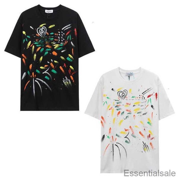 T Shirt Lanvins 2023 İlkbahar Yaz Lüks Grafiti Desen Tasarımcıları Tees Fashion French French Street Kısa Kollu Sıradan Spor Tişörtleri T-Shirt D3UW