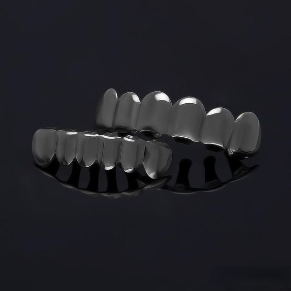 Classica placcatura in oro reale denti grillz smalto oro grillz denti gioielli hip hop bling uomini gioielli piercing per il corpo