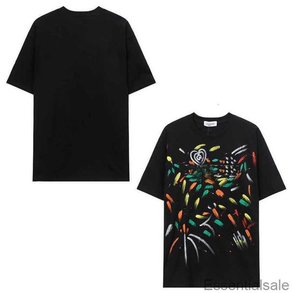 T Shirts Lanvins 2023 İlkbahar Yaz Lüks Graffiti Desen Tasarımcıları Tees Fashion Fransız Sokak Kısa Kollu Sıradan Spor T-Shirt M92R