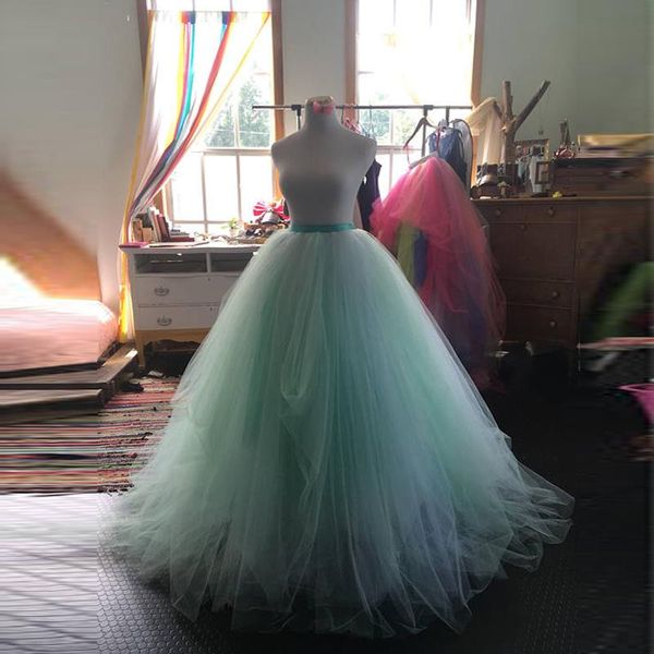 Etek 9 katmanlar balo elbisesi gelin uzun tül etek özel yapılmış nane/allık tutu gelinlik 2023 poshoot nişan pos