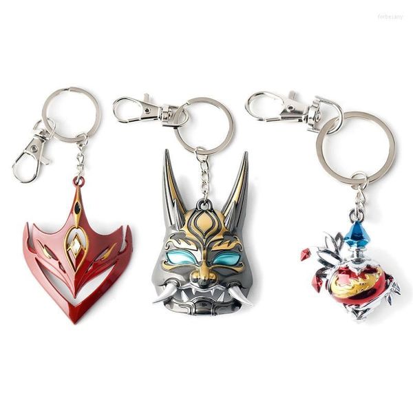 Keychains Genshin Impact Tartaglia Headweares Xiao Mask Cosplay Liga das cadeias de chaves pendentes de êxtas