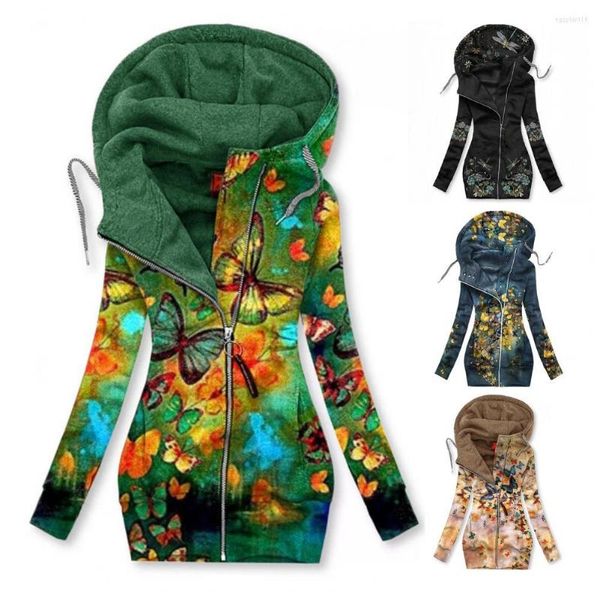 Женские куртки удобные модные осенние зимние бабочки припечатки взрослые покрывают мягкую женскую куртку для ежедневной одежды для ежедневной