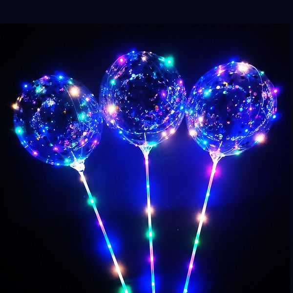 Bal￵es bobo transparente led up balon novidade ilumina￧￣o helium brilho as luzes para casamentos de anivers￡rio eventos ao ar livre de Natal e decora￧￵es de festas usastar