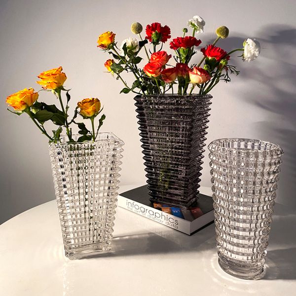 Moda Luxury Glass Vase Decoração da sala de estar em casa requintada recipiente de flores de alta qualidade artesanato de mesa de escritórios de arte de cristal artesanato