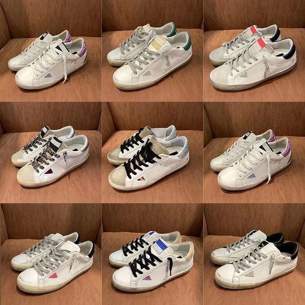 Designer Golden Shoes Donna Sneakers Super Star Brand Uomo New Release Paillettes Classic White Do Old Dirty Casual Shoe Lace Up Donna Uomo Uni