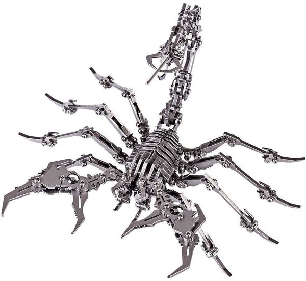 Dekoratif Nesneler Figürinler 3D Metal Paslanmaz Çelik Scorpion Kral Jigsaw Diy Montajlı Model Model Bulmaca Süsleme Festivali Hediye 230224
