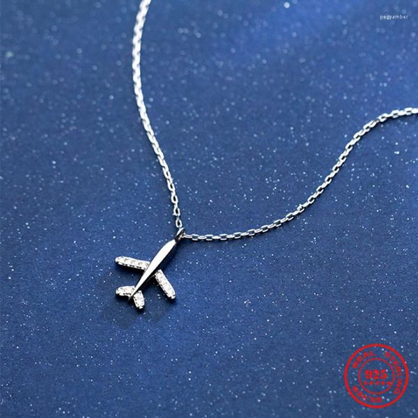 Catene YIZIZAI 925 Sterling Silver Aircraft Aereo Collana con ciondolo per le donne Regalo di gioielli di cristallo fatti a mano