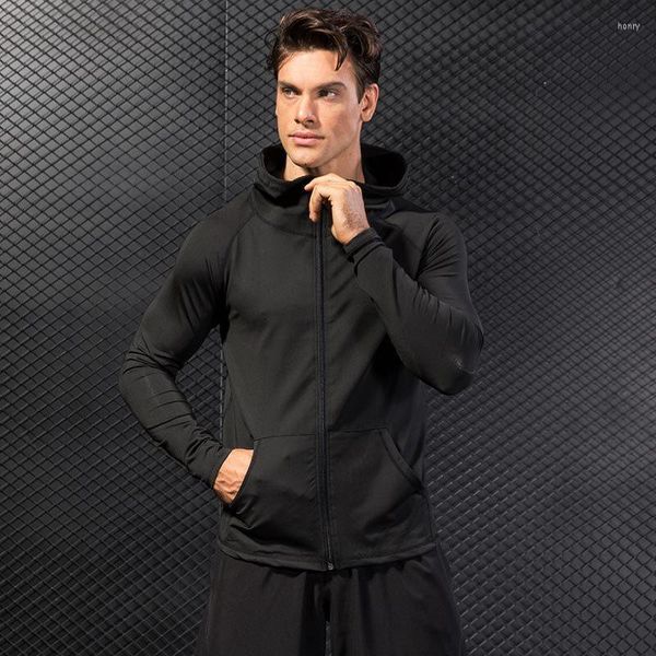 Men's Hoodies Men Sports Training Hooded Coat Quick Dry Long Sleeve Workout Athletic Hoodie Jackets K2