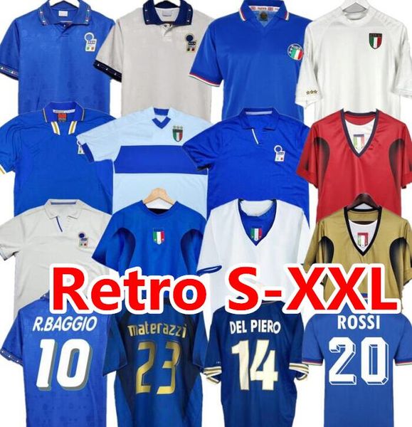 1998 1982 JERSEYS DE FUTEBOL Retro 1990 1996 1994 2000 FUTEBOL Maldini Baggio ROSSI Schillaci Totti Del Piero 2006 Pirlo Inzaghi buffon Itália Materazzi Nesta