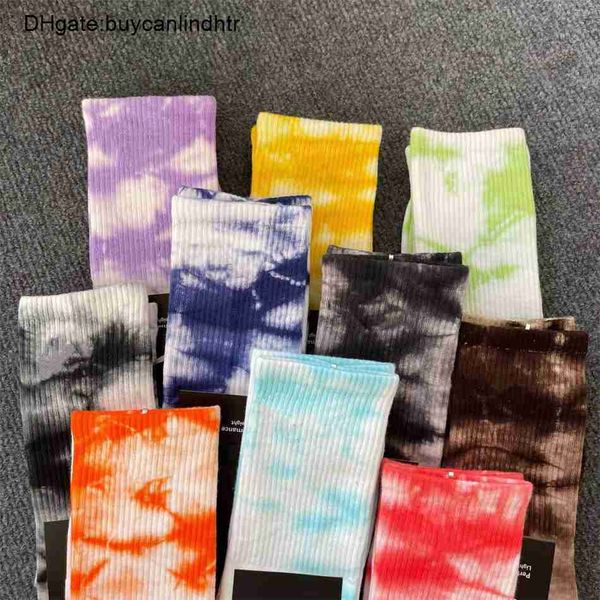 Tie Dyeing tintura Designer Uomo Donna Calze Cotone Calze sportive Skateboard Hiphop Coppia Calza lunga 26E6