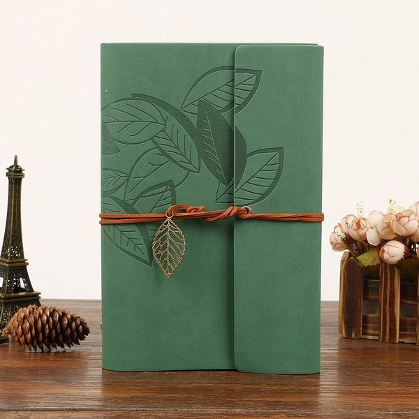 PU Cover Bobinler Not Defteri Kitabı Yumuşak Kopyalı Boş Defter Retro Yaprak Seyahat Günlüğü Kitapları Kraft Journal Spiral Notebooks Kırtasiye 001