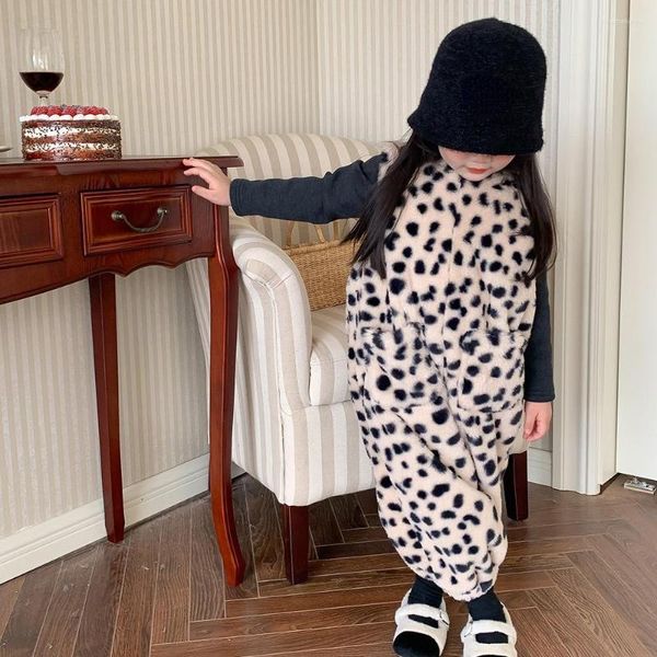 Set di abbigliamento per bambini 2023 autunno inverno ragazza alla moda stampa leopardata stile coreano tuta calda casual per bambini