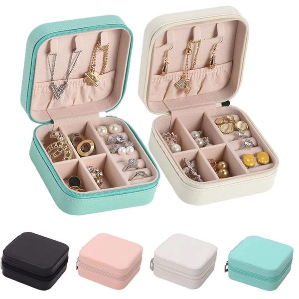 Tragbare Schmuck Aufbewahrungsbox Candy Farbe Reise Lagerung Organizer Schmuck Fall Ohrringe Halskette Ring Schmuck Organizer Display