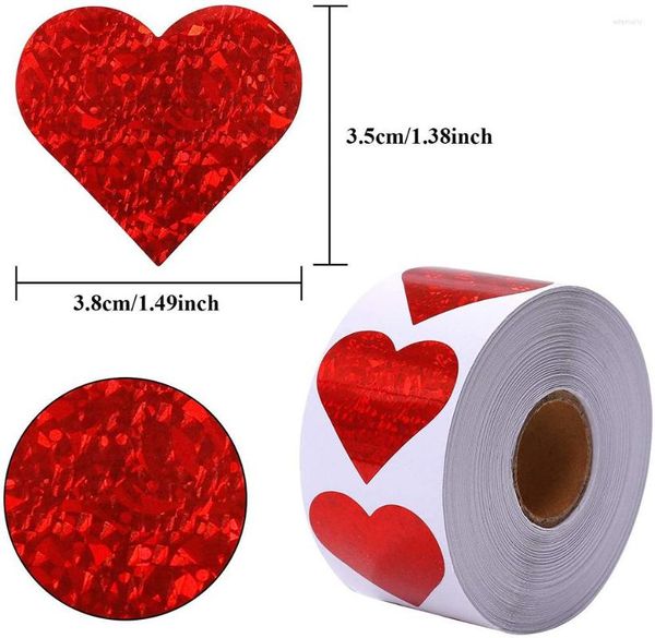 Confezione regalo 500 pezzi etichette a forma di cuore rosso San Valentino adesivo per imballaggio in carta Candy Dragee Bag Box imballaggio matrimonio