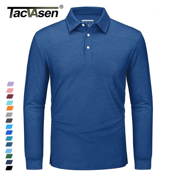 Erkek Polos Tacvasen Erkek Uzun Kollu Polo Gömlek Nem Fitil Hafif Kazak 3 Düğmeler Günlük T-Shirt Balıkçılık Golf Sporları Tops 230225