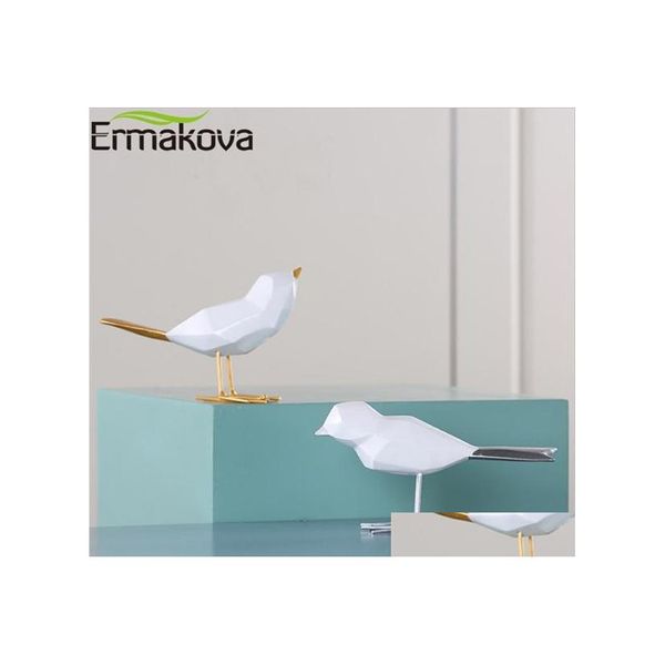 Auto DVR Neuheit Artikel Ermakova Moderne niedliche Harz Vogel Figur Europäische Ornamente Geometrische Origami Tier Statue Home Office Dekor Geschenk Q11 Dhfh9