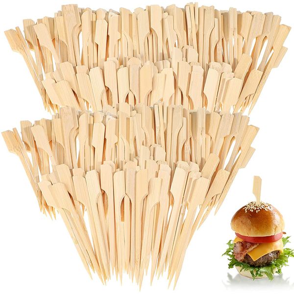 Gabeln 400 Stück Bambusspieße Holz Cocktail Zahnstocher Paddle Picks Essen Vorspeise Holz 230224