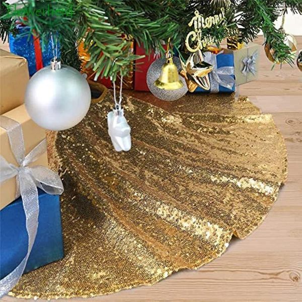 Decorazioni natalizie Gonna albero Fette luminose Decorazione Perline dorate Prodotti per le vacanze in argento