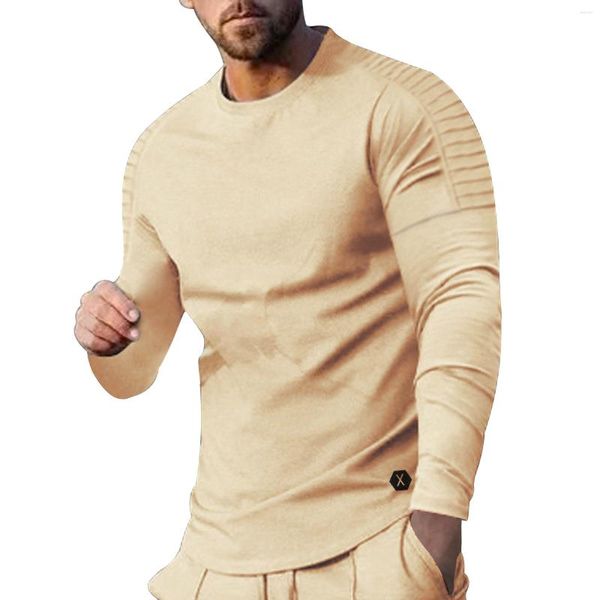 T-shirt da uomo T-shirt Top da uomo Solid Fashion Casual Sport Fitness Outdoor girocollo Pack manica lunga Cold Gear