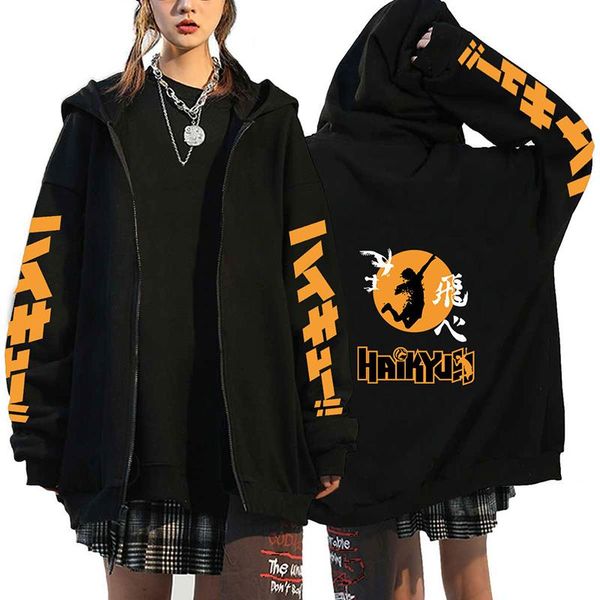 Moletons masculinos moletons anime anime haikyuu capuz gráfico pullovers tops para homens mulheres moda karasuno high estamp