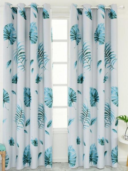 Cortinas cortinas de estilo Americano Simple Estilo Americano Tropical Floresta Tropical Banana Impresso Black Silk Shade Light Luxury Stitchingsunshade