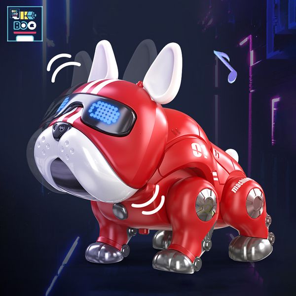 Electric/RC Animals Ukboo Dance Music Bulldog Robot Intelligent Interactive Dog com brinquedos leves para crianças Early Education Baby Toy Boys meninas 230225