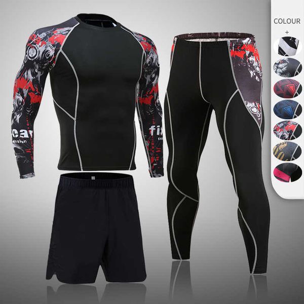 Tute da uomo Set da corsa da uomo Palestra Jogging Intimo termico Xxxxl Seconda pelle Compressione Fitness MMA Rashgard Uomo Tuta da pista ad asciugatura rapida Z0224