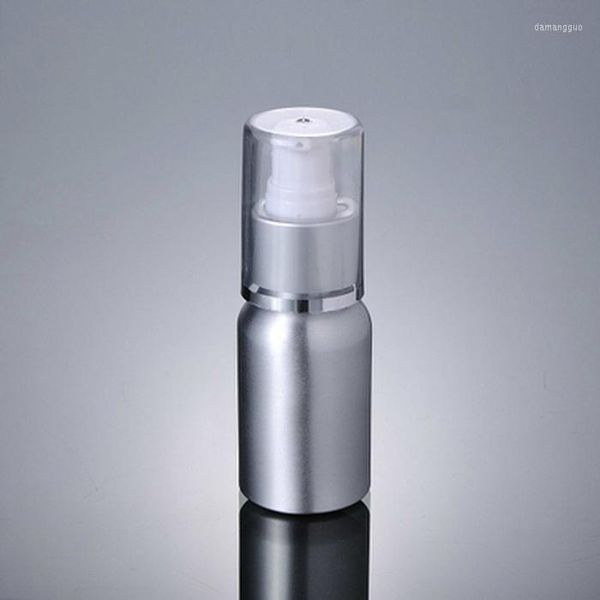 Bottiglie di stoccaggio 100 pz/lotto 30 ml 50 ml Pompa di Alluminio Bottiglia di Lozione Anello D'argento Bianco Alluminio Metallo Strumento di Imballaggio Cosmetico