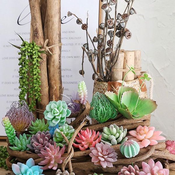 Dekoratif çiçekler simüle edilmiş saksı etli bitkiler birleştirilebilir biblolar ins sahte çiçek yeşil kapalı masa üstleri kitap rafları dekorasyon