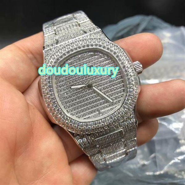 Silver Diamond Mens Watch Boutique Fashion Population Top Watches Hip Hop Rap Style Automatic Diamond Watches259p