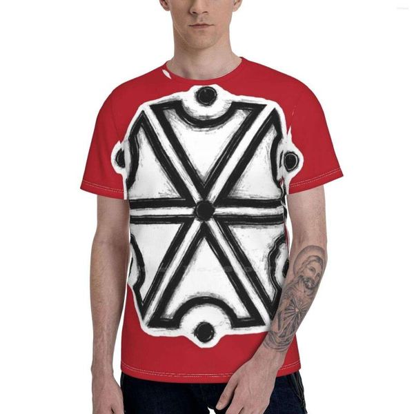 Camisetas masculinas Perun Slavic God of Thunders Symbol (versão vermelha do iPhone) Trendência da moda Young Handsome 3D T-shirt Slavs Power