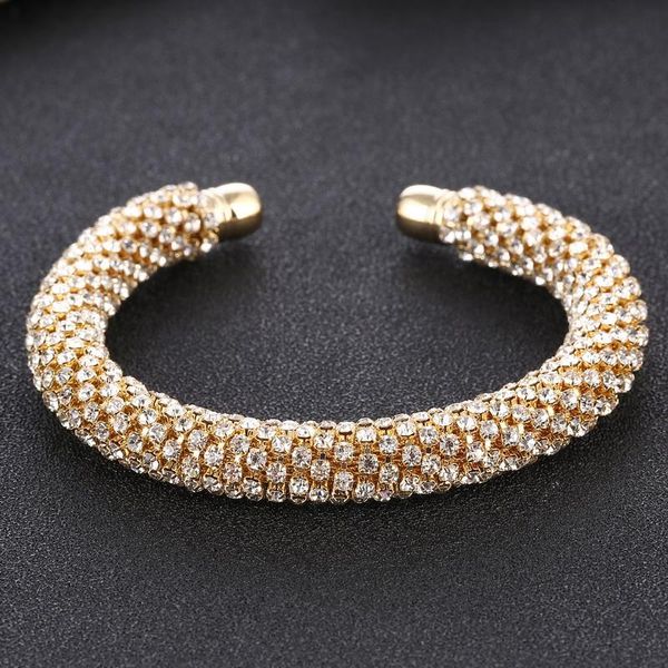 Bangle Fashion Full Crystal Rhinestones Bracelet Chain para mulheres coreanas e europeias Party Bracelets Trend Jewelry Gift