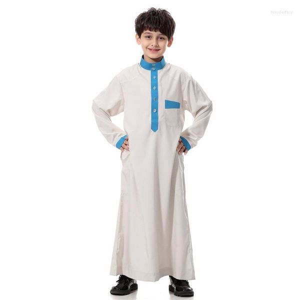 Roupas étnicas Muçulmanas dubai dubai Malásia kaftan manga longa Solid Solid Saudi Islamic Robe para meninos