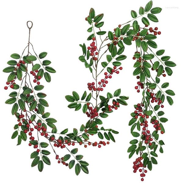 Fiori decorativi Pianta artificiale Frutta rossa Rattan per la decorazione natalizia fai da te Casa 2023 Decorazioni natalizie Falso regalo per l'anno della vite