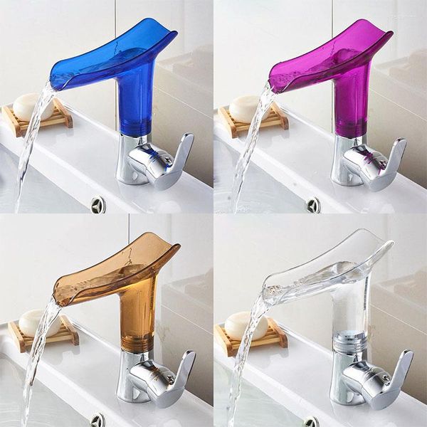 Badezimmer-Waschtischarmaturen, Wasserfall, Messing, Wandmontage, transparent, Waschbecken-Wasserhahn, Zubehör, WC-Mischer, Kaltwasserhahn, Küchen-Hardware