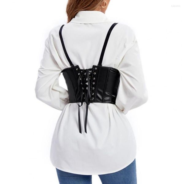 Gilet modellante da donna Elegante bustino retrò con lacci Corsetto da donna nero Vita stretta per club