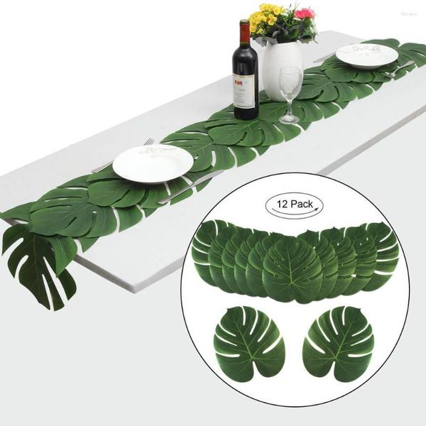 Fiori decorativi 35x29cm Grandi foglie di palma tropicali artificiali per la simulazione hawaiana della decorazione della tavola di nozze a tema Luau Party Beach