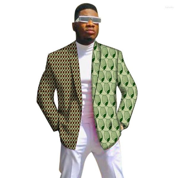 Etnik Giyim Modern Tasarım Erkek Takım Ceketler 2 Renkler Mix African Baskı Erkek Patchwork Blazers Nijeryalı Moda Düğün Kıyafet