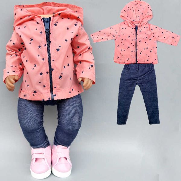 Commercio all'ingrosso 43 cm New Born Baby Doll protezione solare vestiti 18 pollici accessori ragazza americana giacca e pantaloni giocattolo fai da te