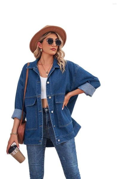 Giacche da donna 2023 Autunno/Inverno Giacca di jeans per le donne Moda Sciolto Jeans di media lunghezza Cappotto Casual Versatile Abbigliamento femminile S-XL Drop Ship