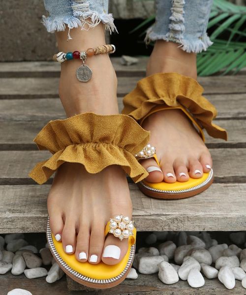 Slippers chinelos de sapatos femininos 2023 tendência feminino de verão kawaii sandálias casuais para meninas Luxury home Beach Low Apartmentslippers