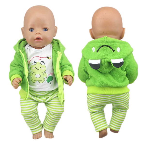 Großhandel Niedliche Frosch-Anzüge, passend für 43 cm große amerikanische Mädchen-Accessoires, Diy-Spielzeug, 17 Zoll Reborn-Baby-Puppe, Bekleidung, Kleidung