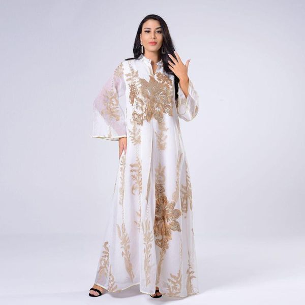 Casual Kleider Frauen Maxi Party Kleid Luxus High Class Pailletten Stickerei Ramadan Kaftan Islam Eid Mubarak Abaya Dubai Modest Muslim