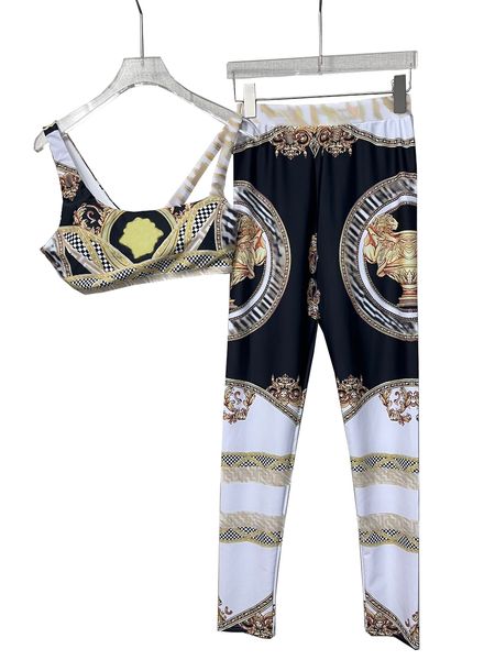 Luxo Mulheres Yoga Conjunto de Tracksuito Impresso Moda Sportswear Hot