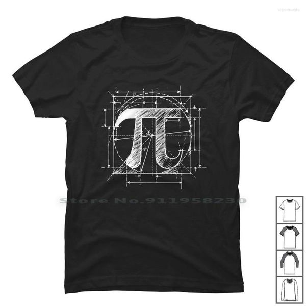 Мужские рубашки Pi Sketch для темной рубашки хлопка математика математика