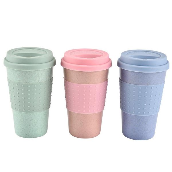 Tazze Tazze da caffè in paglia di grano Tazza da viaggio con agitazione Easy Go Cup Portatile per campeggio all'aperto Escursionismo Picnic Guida autonoma