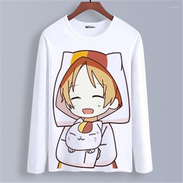 Camisetas masculinas anime natsume yuujinchou manga longa camiseta de mola roupas de outono unissex adultos infantil camiseta de camisa de poliéster casual